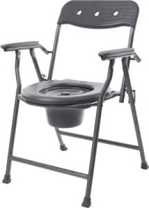 Tynor Cure Polished Metal Commode Chair, Color : Grey 51x20x20 Cm
