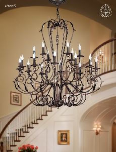 Mk Design Non Polished Plain Metal Iron Chandelier, Color : Black
