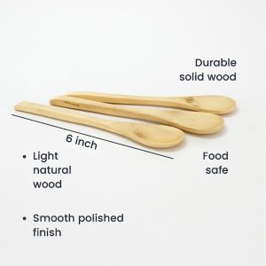 Plain Handmade Tiny Wooden Spoons 6 Inch, Packaging Type : Brown