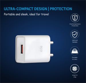 Eco 15 W Quick Charge 2.4 A Single Port Smartwatch Charger  (White)