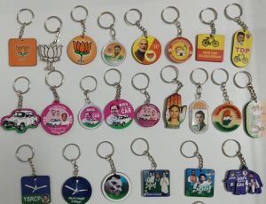 Metal & Plastic Election Promotional Keychain, Color : Multicolor