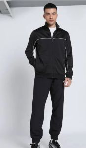 Polyester Mens Black Tracksuit