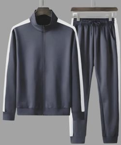 Polyester Mens Dark Grey Tracksuit