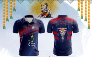 Printed Collar Neck Dot Net Ganpati Jersey