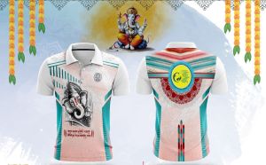 Printed Collar Neck Dry Fit Ganpati Jersey