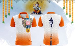 Printed Collar Neck Multi Color Dry Fit Ganpati Jersey