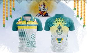 Printed Green White  Dry Fit Ganpati Jersey
