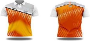 Printed Polo Orange Dry Fit Cricket Jersey