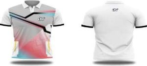 Printed Polo White Grey Dry Fit Cricket Jersey