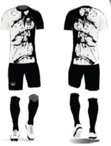 Printed Round Neck White Black Dry Fit Football Jersey