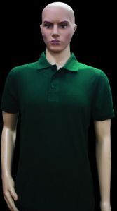 Pure Cotton Green Plain Collar T Shirt