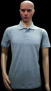 Pure Cotton Grey Plain Collar T Shirt