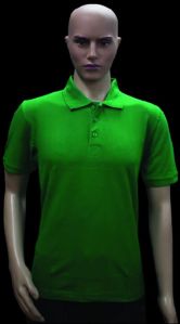 Pure Cotton Light Green Plain Collar T Shirt