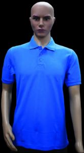 Pure Cotton Neo Blue Plain Collar T Shirt