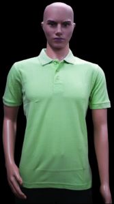 Pure Cotton Pastel Green Plain Collar T Shirt