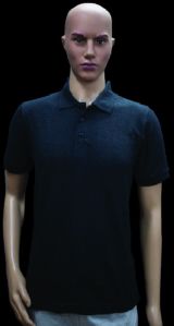 Pure Cotton Space Blue Plain Collar T Shirt