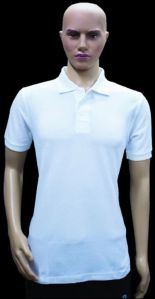 Pure Cotton White Plain Collar T Shirt