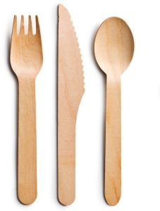 Polished Disposable Wooden Fork, Color : Creamy for Party Servings
