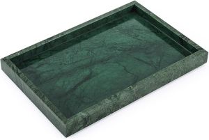 Ahimsa Overseas Polished Green Marble Tray, Shape : Rectangle