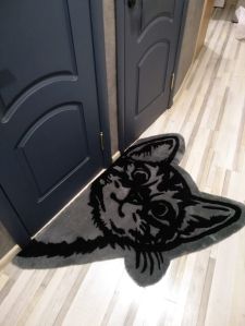 Soft Non-slip Printed Cat Shaped Kids Bath Mat, Color : Black