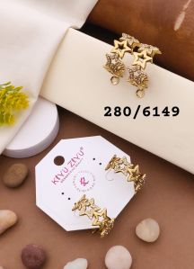 Polished Ladies Artificial Moonstone Earrings, Color : Golden