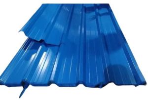 Galvanized Steel Color Coated High Rib Profile Sheet, Color : Blue