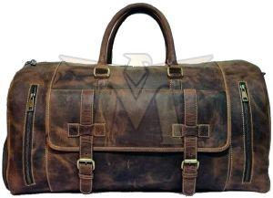 Plain MGE-DB-09 Leather Duffle Bags, Color : Brown