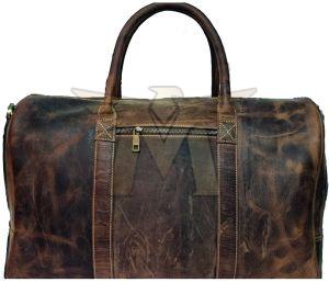 Plain MGE-DB-10 Leather Duffle Bags, Color : Brown