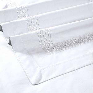 100x108 Inch My Trident White Satin Plain Cotton Bedsheet