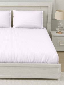 108x108 Inch My Trident White Satin Stripe Cotton Bedsheet