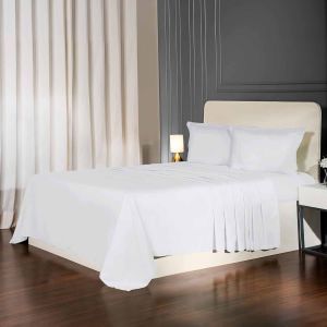 60x90 Inch My Trident White Satin Plain Cotton Bedsheet