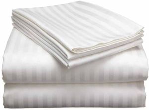 60x90 Inch My Trident White Satin Stripe Cotton Bedsheet
