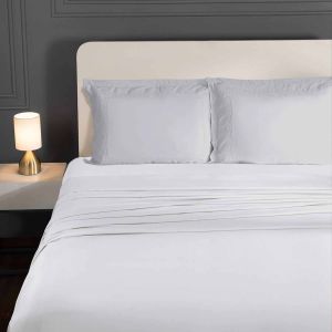 90x100 Inch My Trident White Satin Plain Cotton Bedsheet