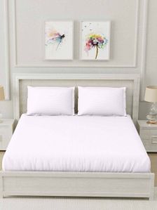90x100 Inch Tridient White Satin Stripe Cotton Bedsheet