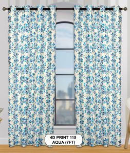 Polyester 4d print 115 aqua window curtains, Length : 7 Feet, 9 Feet