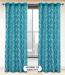 4d Print 118 Aqua Luxurious Light Window Curtains