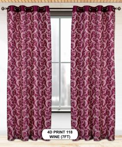 4d Print 118 Wine Luxurious Light Window Curtains