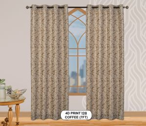 Polyester 4d Print 128 Coffee Window Curtains