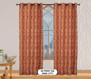 Polyester 4d Print 128 Wine Curtains, Technics : Machine Made