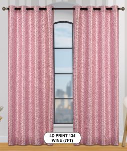 4d Print 134 Wine Luxurious Light Window Curtains