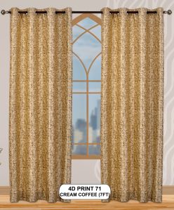 Polyester 4d Print 71 Cream Coffee Curtains