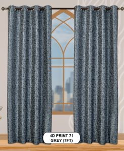 Polyester 4d print 71 grey window curtains, Length : 9 Feet, 5 Feet