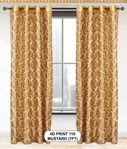 4d Print 118 Mustard Luxurious Window Curtains