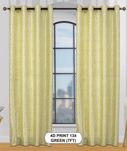 Polyester 4dprint 134 Green Luxurious Window Curtains