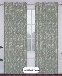 Berlin Jacquard Aqua Blue Design Window Curtain