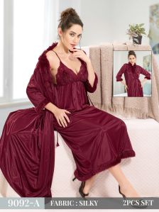 Women's Fancy Pure Silk Maxi Night Dress
