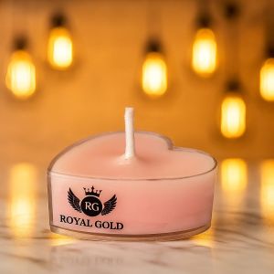 Royal Gold Pink Heart Soy Wax Tea Light Candle