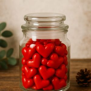 Royal Gold Red Heart Love Locked  Soy Wax Scented Jar Candle