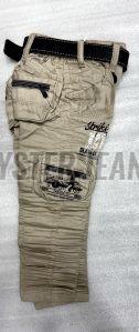 Denim Light Khaki Stretchable Boys Cargo Jeans 22X30