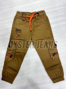Olive Brown Stretchable Boys Cargo Pants 22X30